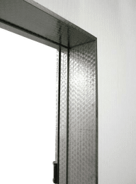 Corner of a metal door frameCorner of a metal door frame